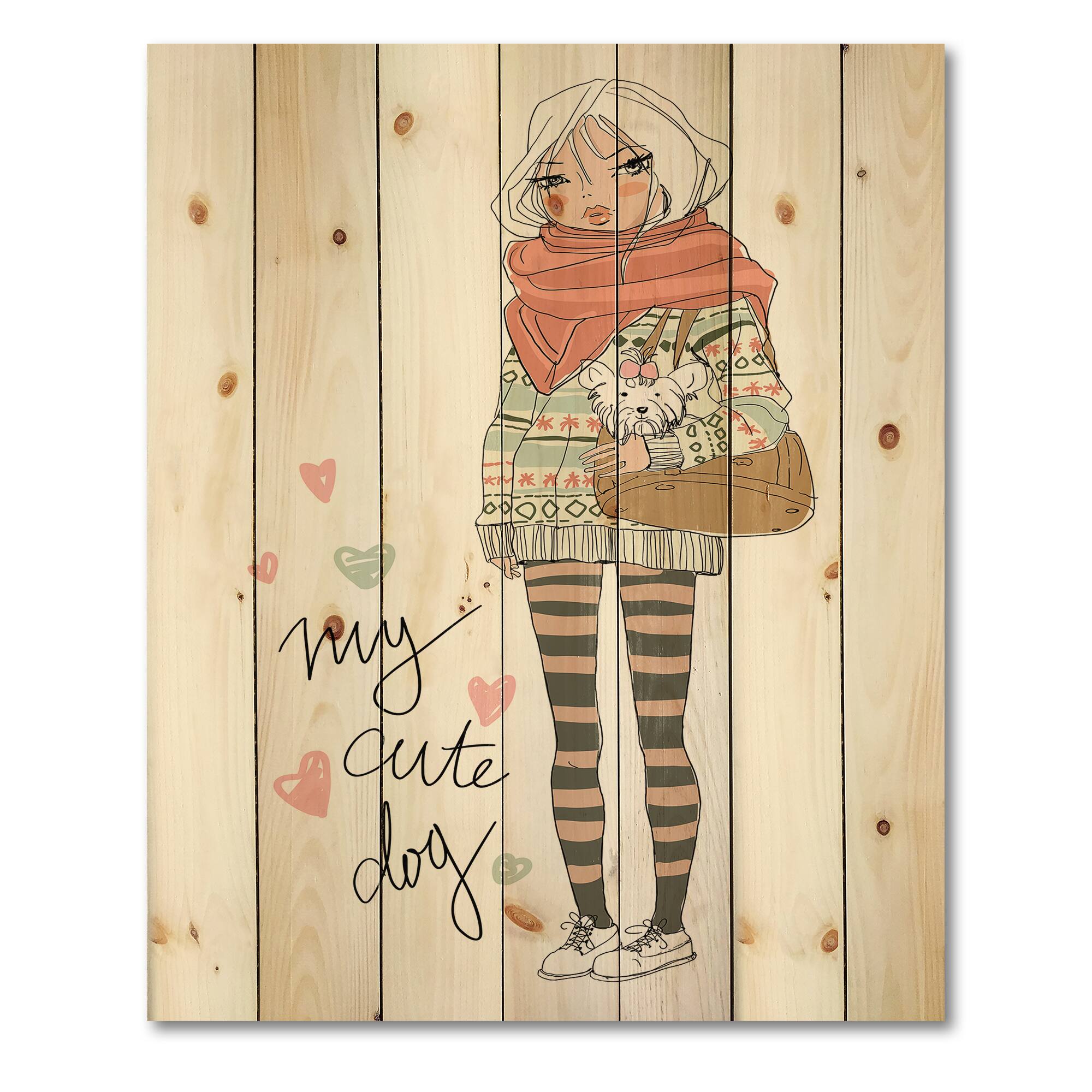 Designart - Cute Girl With Dog